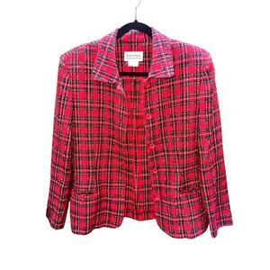 Vintage 80s Fay’s Closet Red Christmas Plaid Blazer Jacket – Women’s M/L